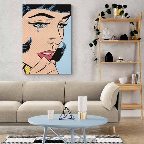 Tableau pop art femme qui pleure