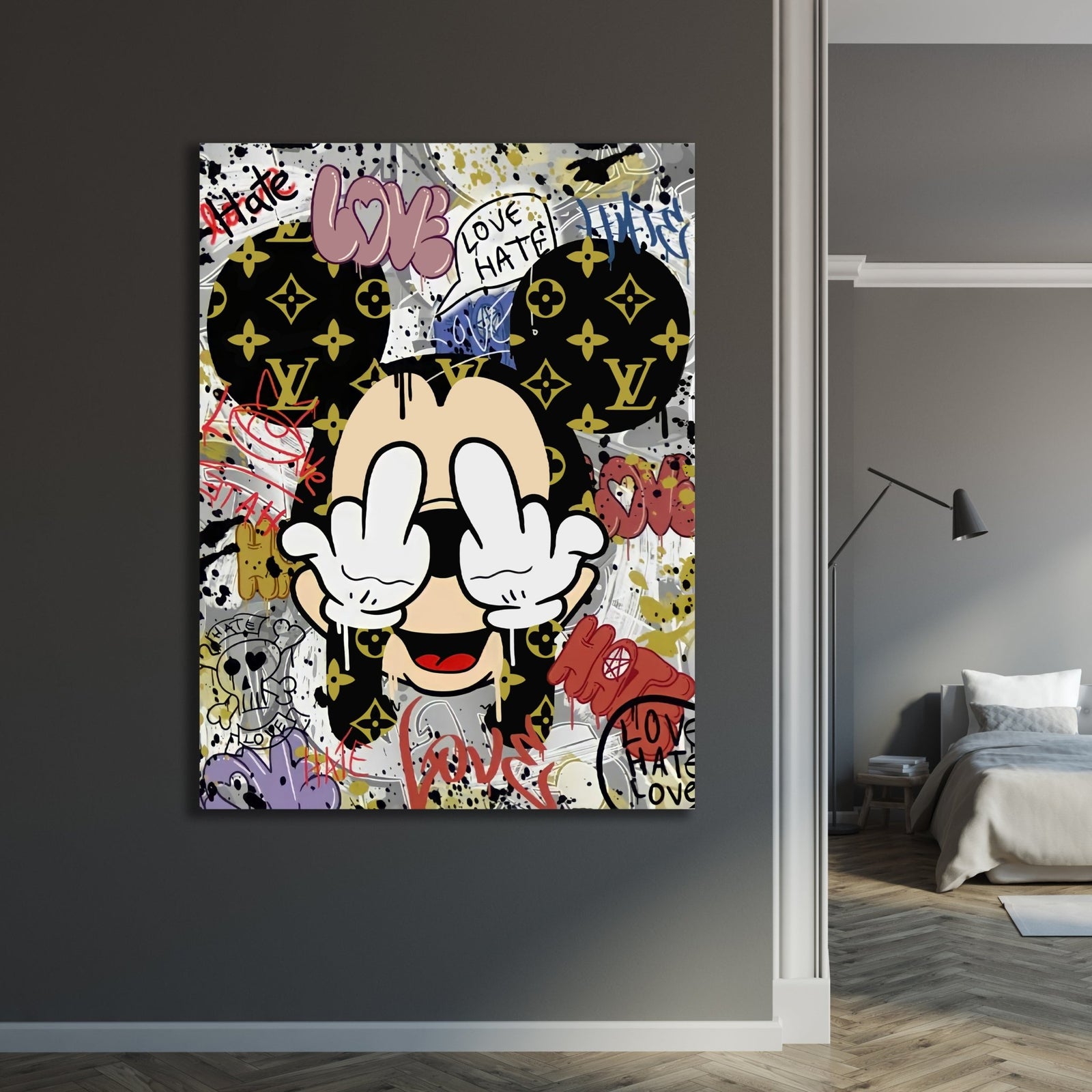 Tableau déco Minnie Mouse sac Louis Vuitton Street Art Disney Mickey -  Tableau Deco