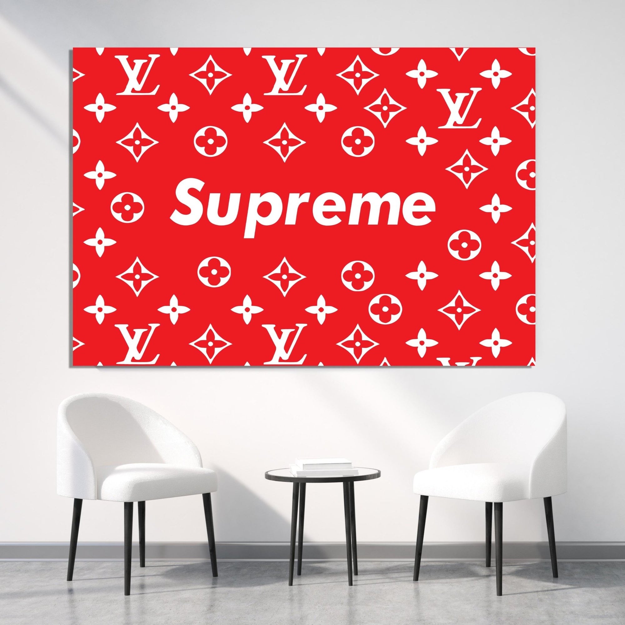 Tableau Louis Vuitton ❤️ lèvres rouges d'or impression sur toile lv3