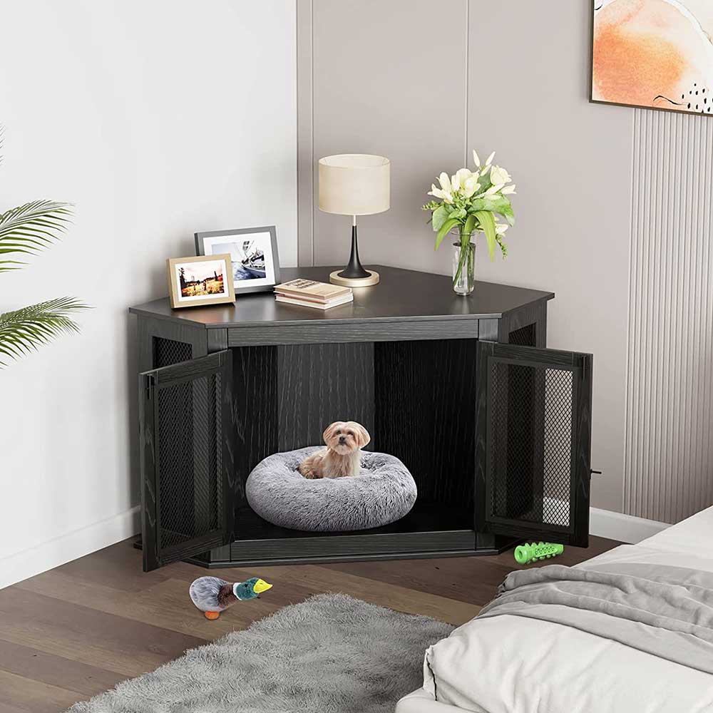 corner dog crate furniture