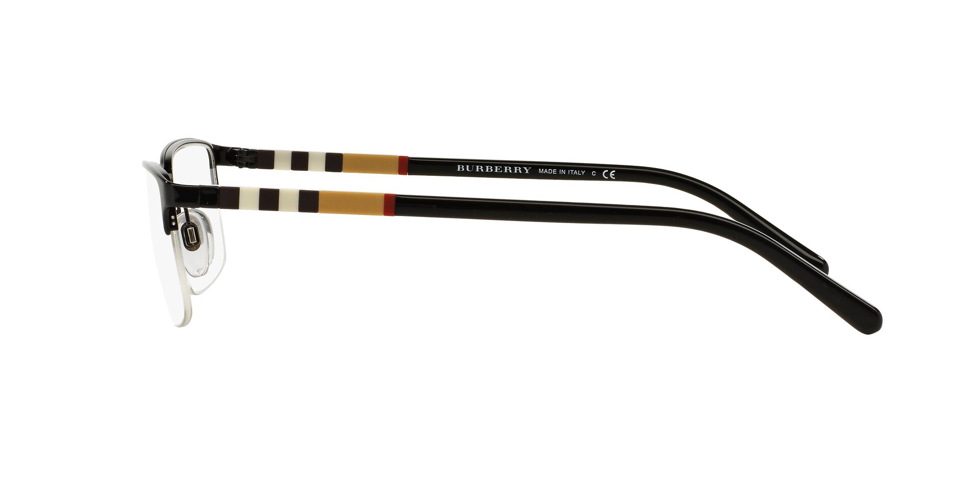 BURBERRY Black Rectangle Nylon (Semi-Rimless) Eyeglasses 0BE1282100155 –  CFSvision