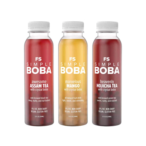 3 bottles of our boba drinks new and improved versions - the products are now no additives or preservatives