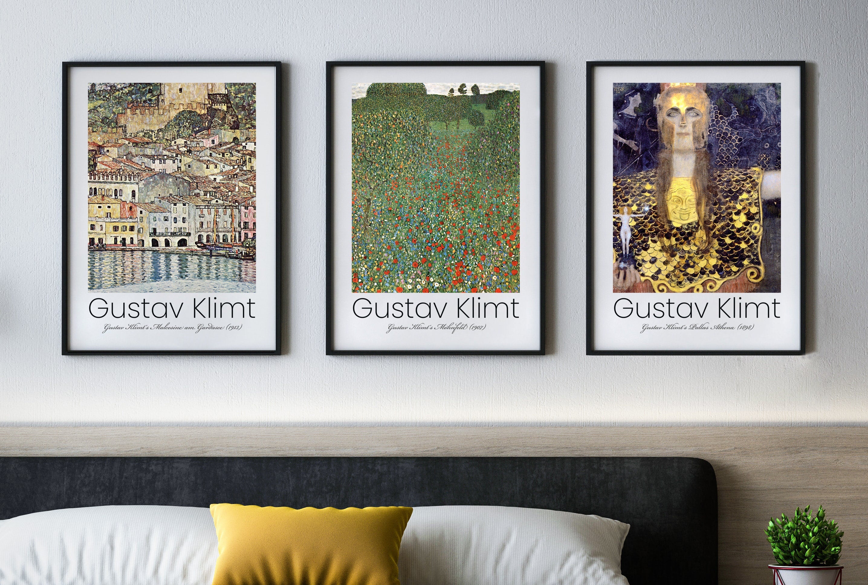 Klimt Set of 3 Prints, Gustav Klimt Set of 3 Exhibition Prints, Artable store