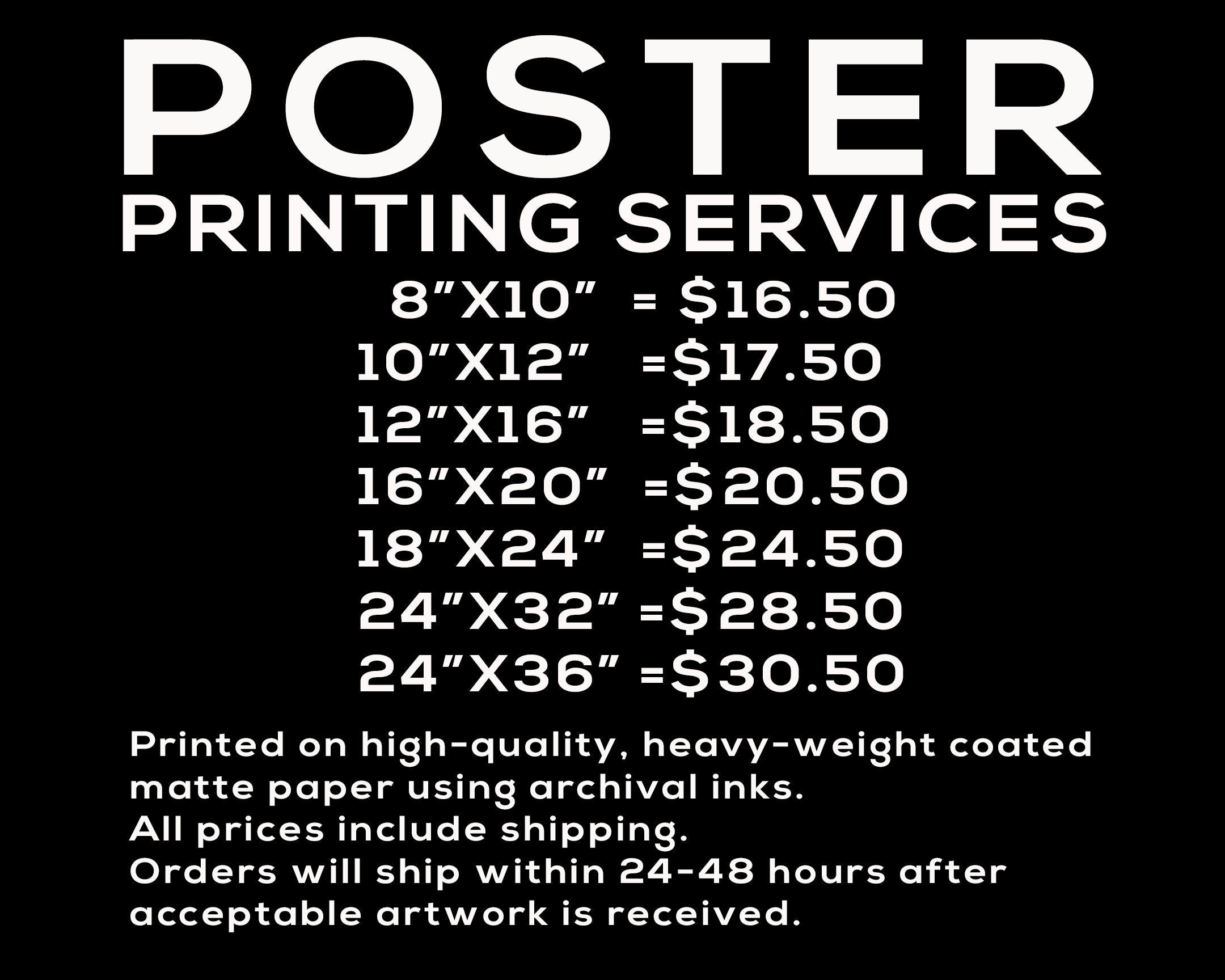 Poster, Custom Printing Services, Fulfillment Services, Dropshi Artable store