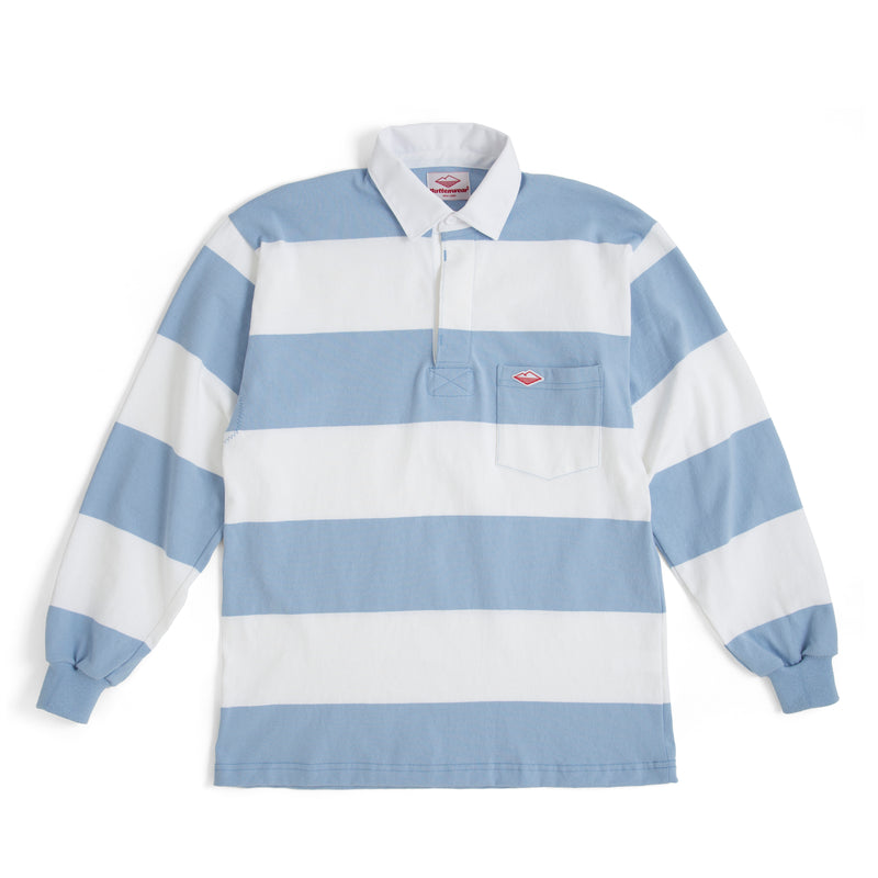 Pocket Rugby Shirt, White/Light Blue 