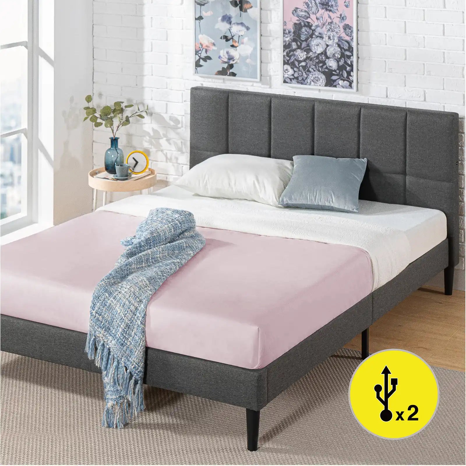 Seabrooks queen upholstered low 2024 profile platform bed