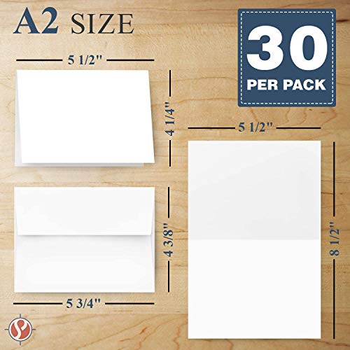 Greeting Cards Set - 4.5x6 Blank White Cardstock and Envelopes - 50 Bulk Set