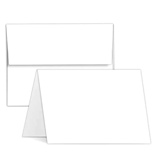 50 Blank Greeting Cards & Envelopes 5x7 A7 White - 65lb.