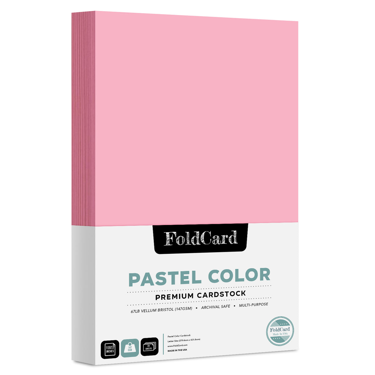 Pink Pastel Color Card Stock | 67Lb Cardstock | 11” x 17” Inches | 50  Sheets Per Pack
