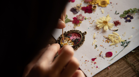 Making art with pressed flowers