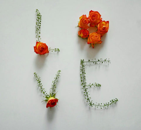 Flowers arranged into a word