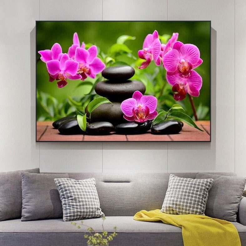 Tableau Zen Orchidées et Galets pour la Déco