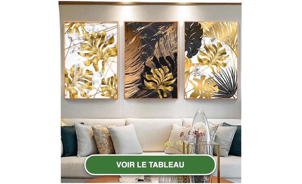 Tableau Feuille Tropicale Or