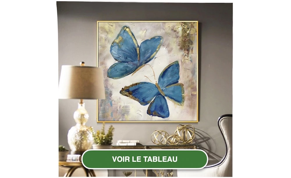 ▷ Tableau d'un papillon doré avec de beaux reliefs