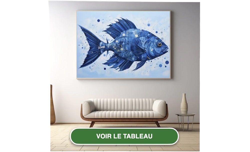 Tableau Poisson Contemporain Bleu