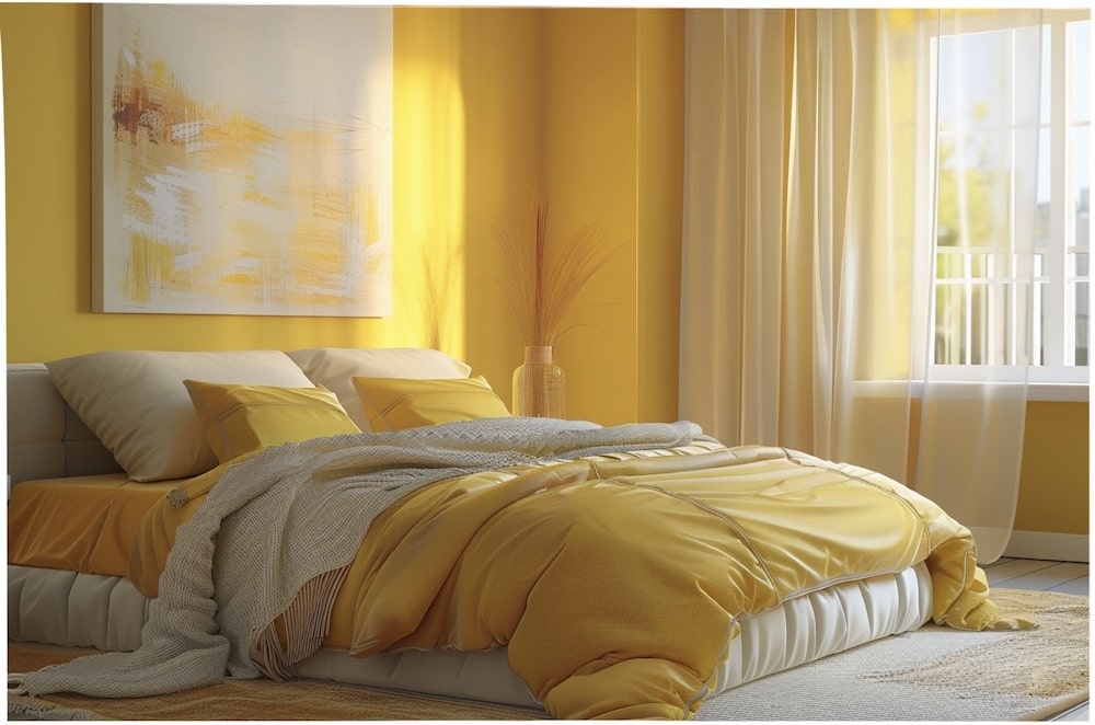 chambre couleur jaune
