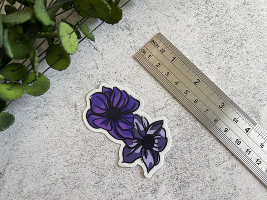 Blue and Purple Watercolor Floral Stems Sticker, 3.5x2.5in - Moss