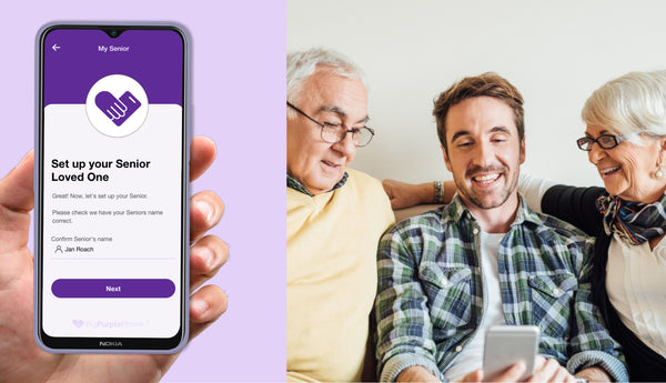 BigPurplePhone Family&Friends app means your senior has a secure network around them to chat, video call and share with.