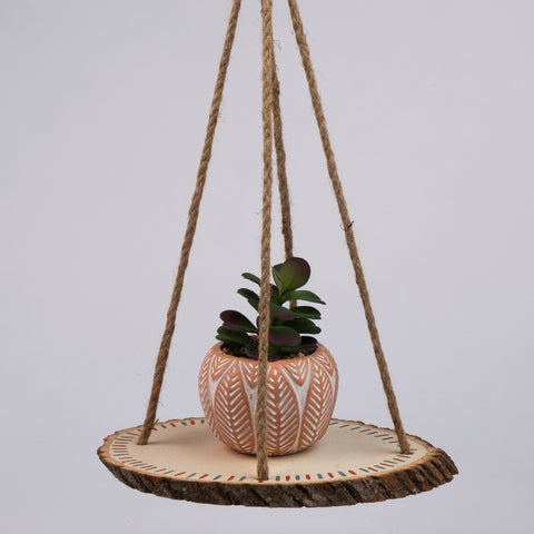 Walnut Hollow Wood Slice Hanging Plant Stand