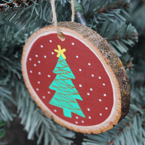 Wood slice basswood ornament