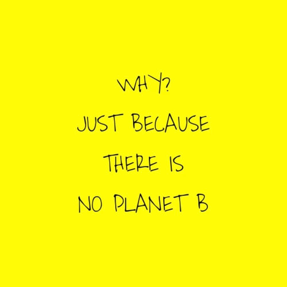 Fashion-Zitat - there is no planet B - in schwarzer Schrift auf gelbem Hintergrund