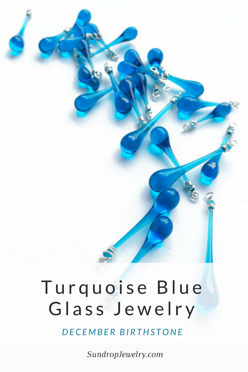 December Gemstone Turquoise Blue Glass Jewelry by Sundrop Jewelry