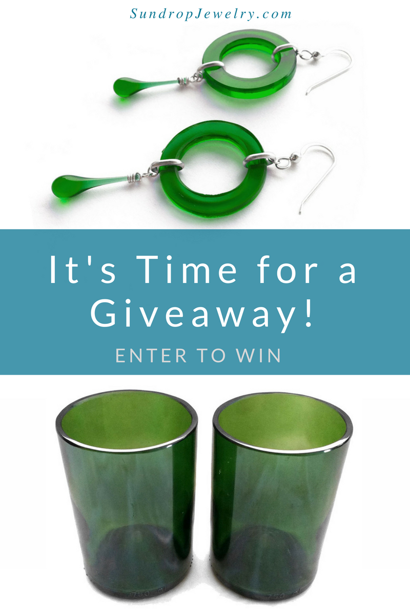 Giveaway - green recycled glass circle drop earrings and pair of glasses