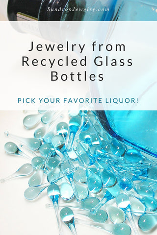 Sun-melted glass jewelry made from recycled glass bottles