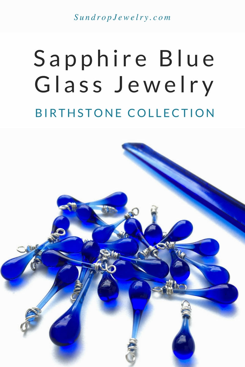 Sapphire Blue Glass Jewelry - September Birthstone Collection by Sundrop Jewelry