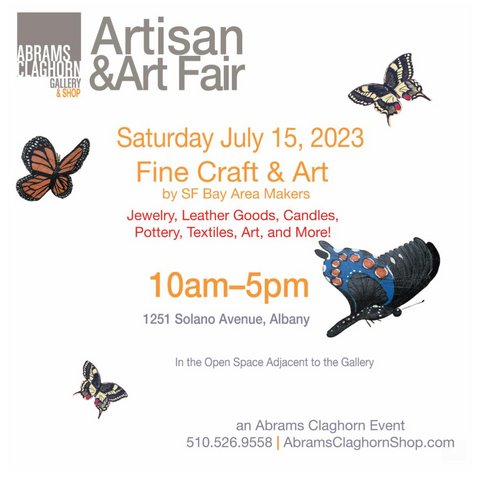 Event this Saturday: Come see Sundrop Jewelry in person at Abrams Claghorn Gallery's Artisan & Art Fair on Solano Ave