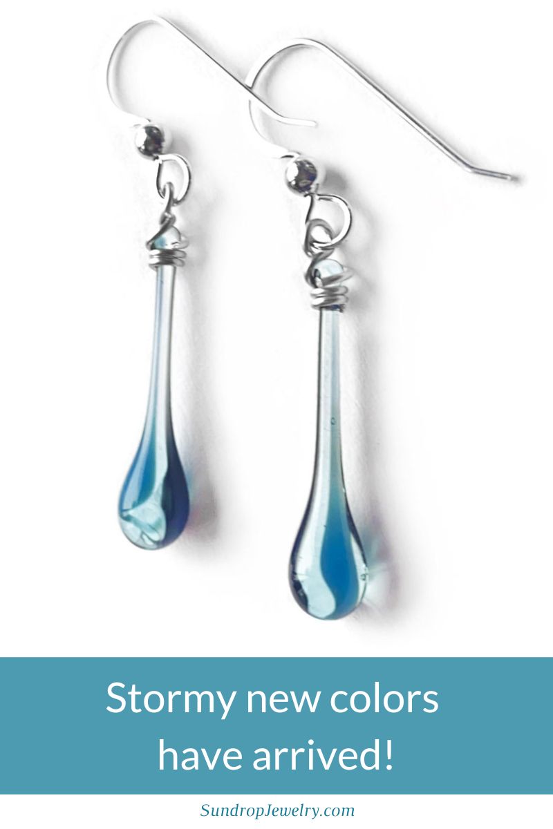 New stormy colors of sun-melted glass jewelry are here!