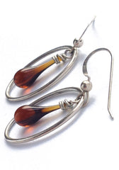 Brown glass and silver earrings made from Racer 5 beer bottles by Sundrop Jewelry