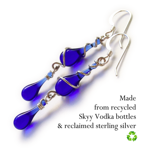 Recycled jewelry made from sun-melted glass and recycled silver, by Sundrop Jewelry
