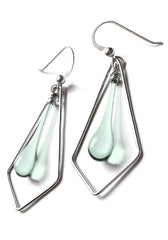 Pale green kite earrings made from Coca-Cola bottles by Sundrop Jewelry
