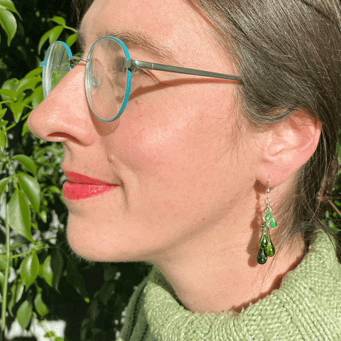 Sonoma Earrings compared to Cascade Earrings in all shades of green