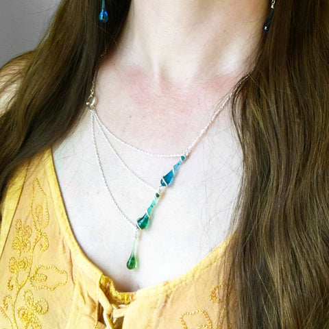 Best-selling ombre blue-green statement necklace for Christmas