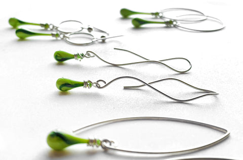 New streaky lime green earrings in many designs