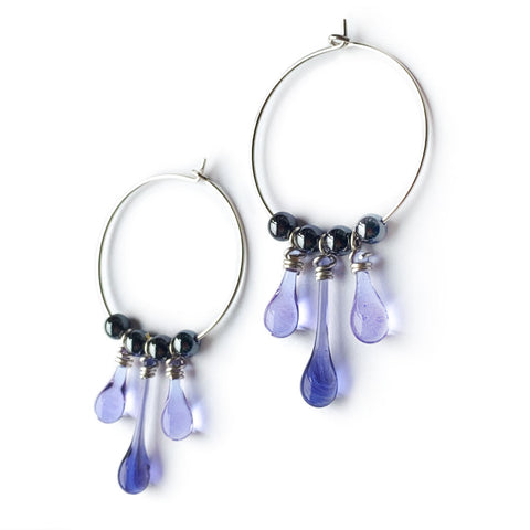 Purple Trio Hoop Earrings by Sundrop Jewelry