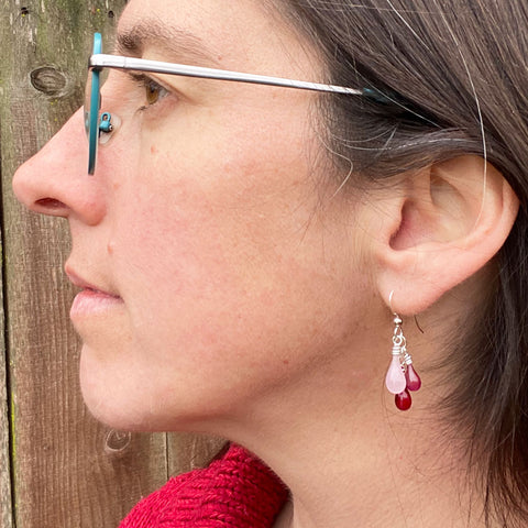 Amador Earrings in a gradient of reds and pinks, perfect for Valentine's Day