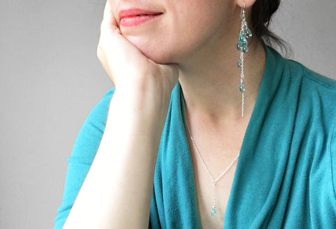 Rain jewelry - from a single tiny water drop of the Solandra Y-Necklace to the flooding cascade of Lanata Earrings.