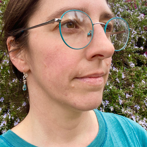 Short Tendrils Earrings, inspired by a dainty drop of dew dangling from a curling vine tendril