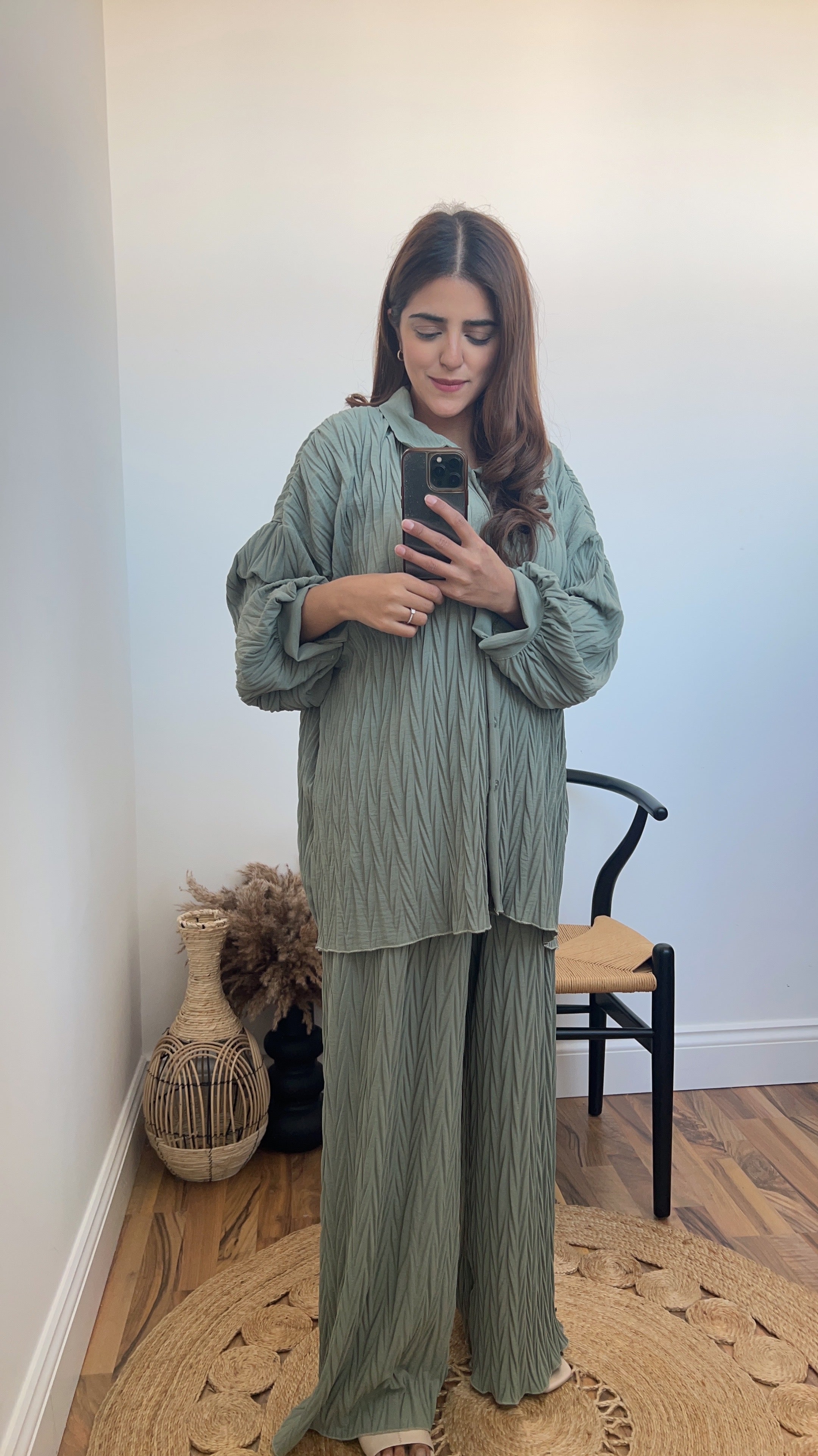 Nermin Long Sleeve Coord in sage – Fash Focused