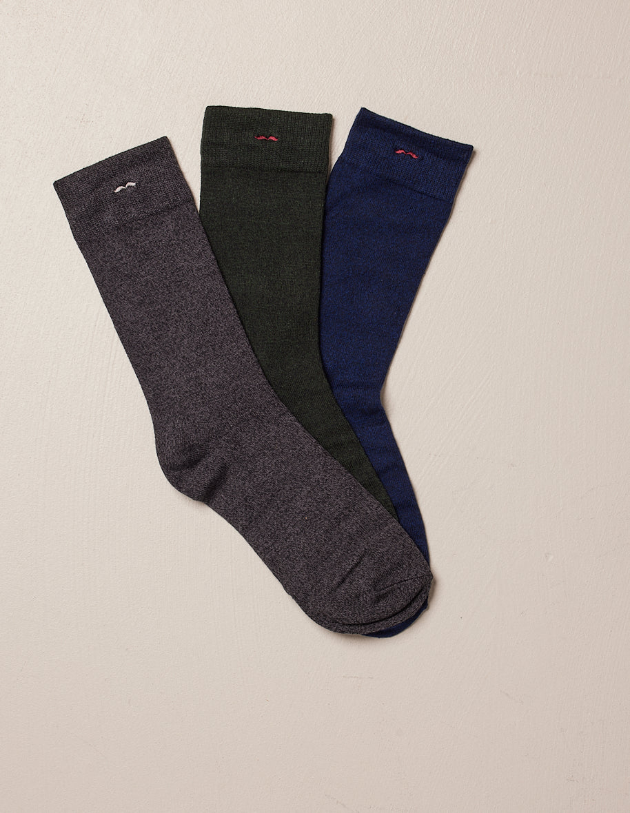 Pack de 3 Chaussettes - ChinÃ© gris bleu et vert