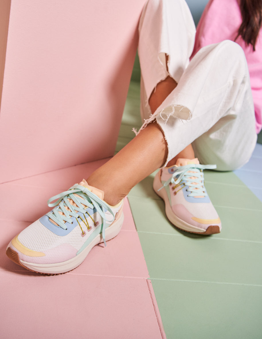 Running shoes Gaelle - TPU and pink water green peach mesh – M. Moustache