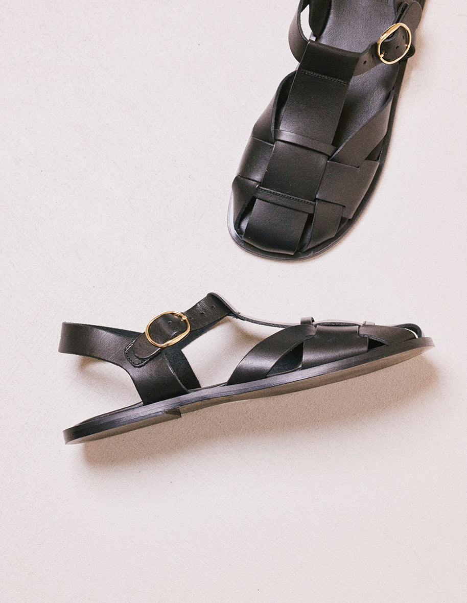 Sandals Solange - Black leather – M. Moustache