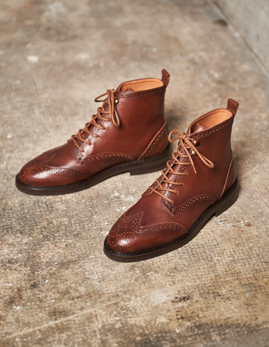 Vincent boots - Patinated cognac leather