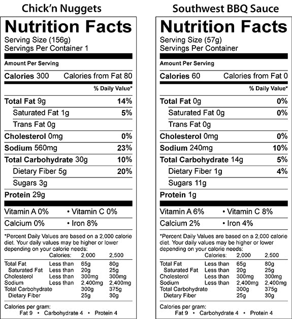 bare chicken nuggets nutrition