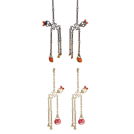 Halloween Wicked Skeleton Skull Grunge Drop Earrings