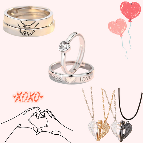 Valentine Hugging Heart Love Matching Band & Jewelry