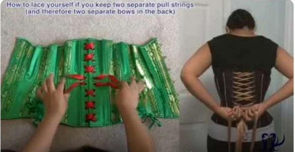 How do you lace a corset with two strings?